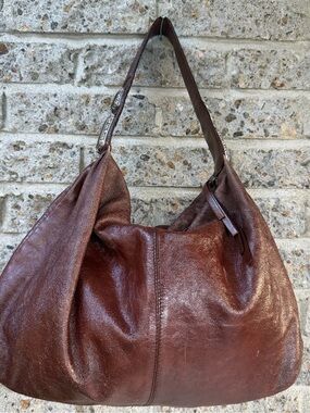 Vintage Francesco Biasia Brown Calfskin Leather Slouchy Hobo Bag